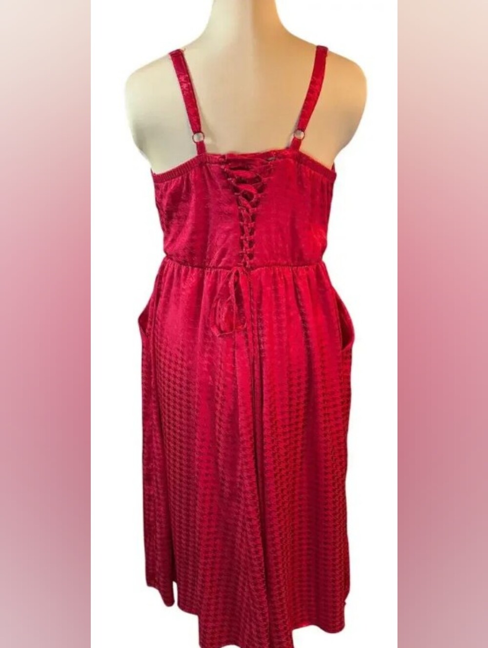 Torrid Houndstooth Elegant Corset Red Sleeveless Dress w/ Pockets Size 3 - Picture 2 of 9